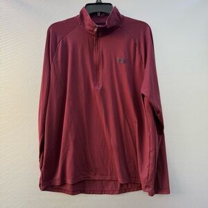 Under Armour Mens Shirt Maroon Long Sleeve Size Large Quarter Zip Lightweight